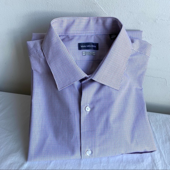 Van Heusen Red & Blue Check Reg Fit Wrinkle Free Button Up Shirt - Picture 11 of 12